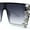 Gray, variant on Dripping Huge Rhinestone Flat Top Shield Oversize Sunglasses Black Smoke