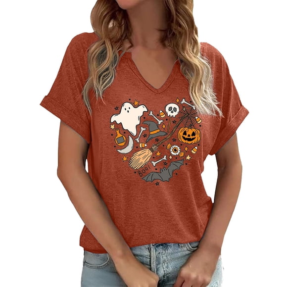 Daznico Women's Casual Short Sleeve Crew Neck Graphic Printed Tee Shirt Soft Comfortable Daily Blouse