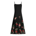 thumbnail image 5 of USSUMA Sundress Women Beach Vacation, Women's Summer Floral Printed Bohemian Spaghetti Strap Long Maxi Dress V Neck Sleeveless Casual Beach Vacation Sundresses, 5 of 5