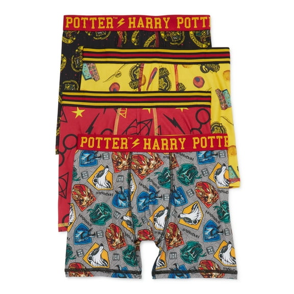 Harry Potter Boys Allover Print Boxer Briefs, 4-Pack, Sizes XS-XL