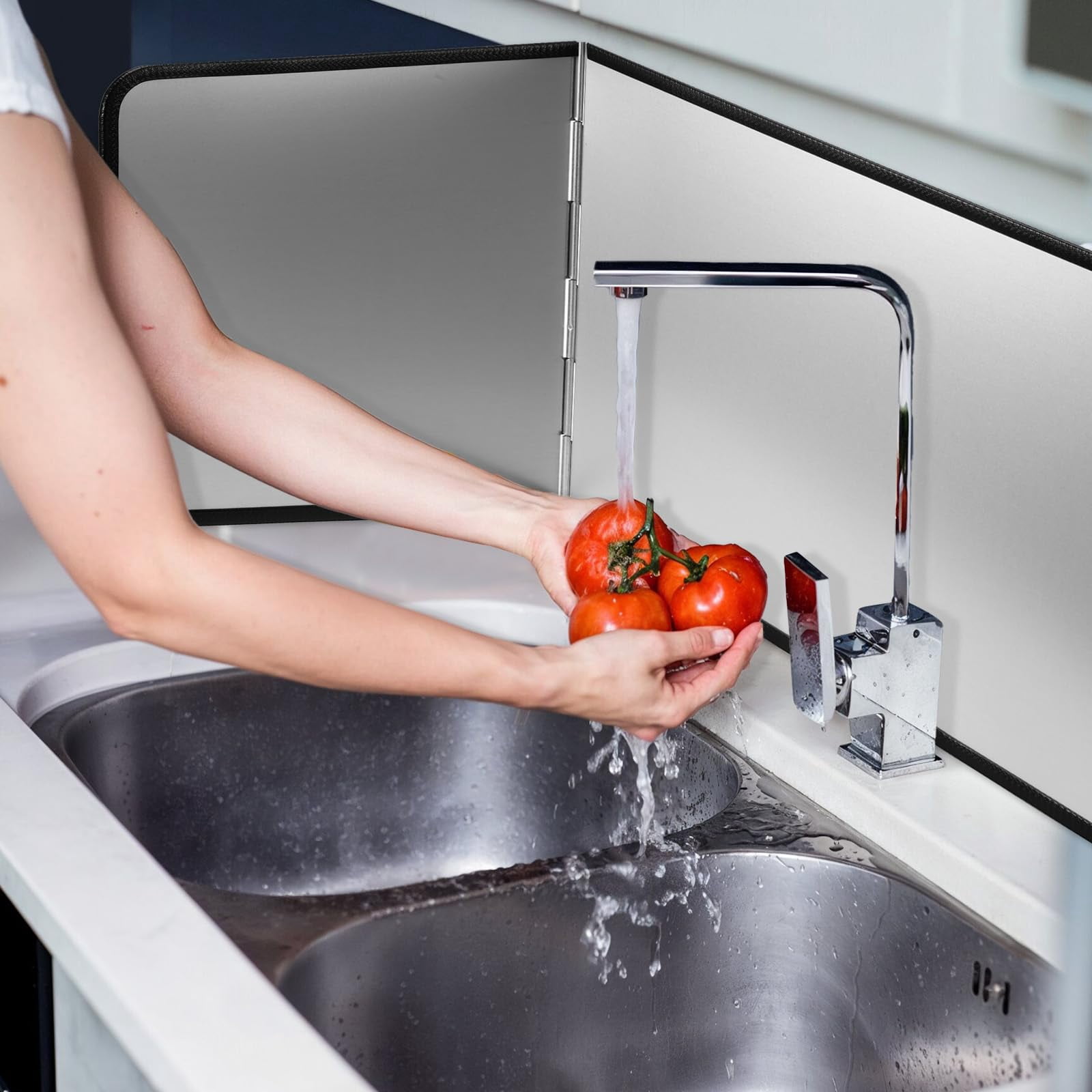 Foldable Stainless Steel Splatter Guard  Oil Splash Protection Backsplash For Frying Non-stick 3 Sided Stove Top Wall Easy To Clean And Store Pan