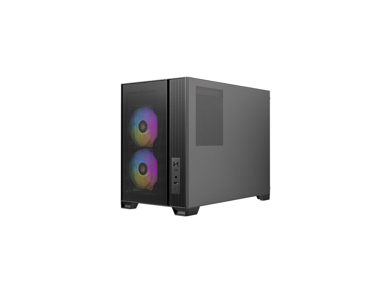 Antec FLUX M, 6 PWM Fans Included, F-LUX Platform, Front PSU Chamber, Vertical Airflow Design, 360mm Top Radiator Support, Type-C 3.2 Gen 2, Compact MicroATX PC Case