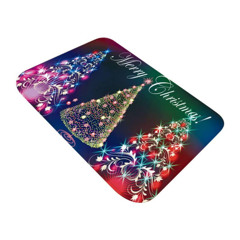Christmas Rugs Flannel Fabric Non Slip Rubber Backing Absorbent Bath