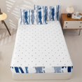 thumbnail image 4 of Erosebridal Brush Stripe Zipper Twin Comforter Sets with Fitted Sheet and 2 Pillowcases,Navy Graffiti Modern Zipper Bedding Set For Girls,Reversible,4-Piece, 4 of 7