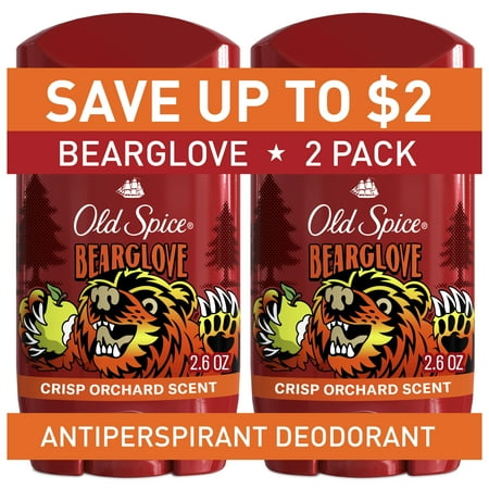Old Spice Men's Deodorant, Invisible Solid, Antiperspirant Deodorant Stick for Men, Bearglove, 2.6 oz (2 Pack)