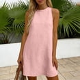 thumbnail image 6 of Sleeveless Tank Dress for Women Back Keyhole Linen Solid Casual Mini Dresses A-Line Summer Beach Hawaiian Shift Sundresses, 6 of 7