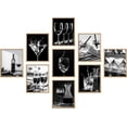 thumbnail image 2 of PixonSign Framed Canvas Print Wall Art Set - Black & White Wine Martini Cocktails Posters - Set of 9 Food Drinks Photography Modern Art Minimal Wall Décor for Living Room, Bedroom - 8"x10" Natural, 2 of 5