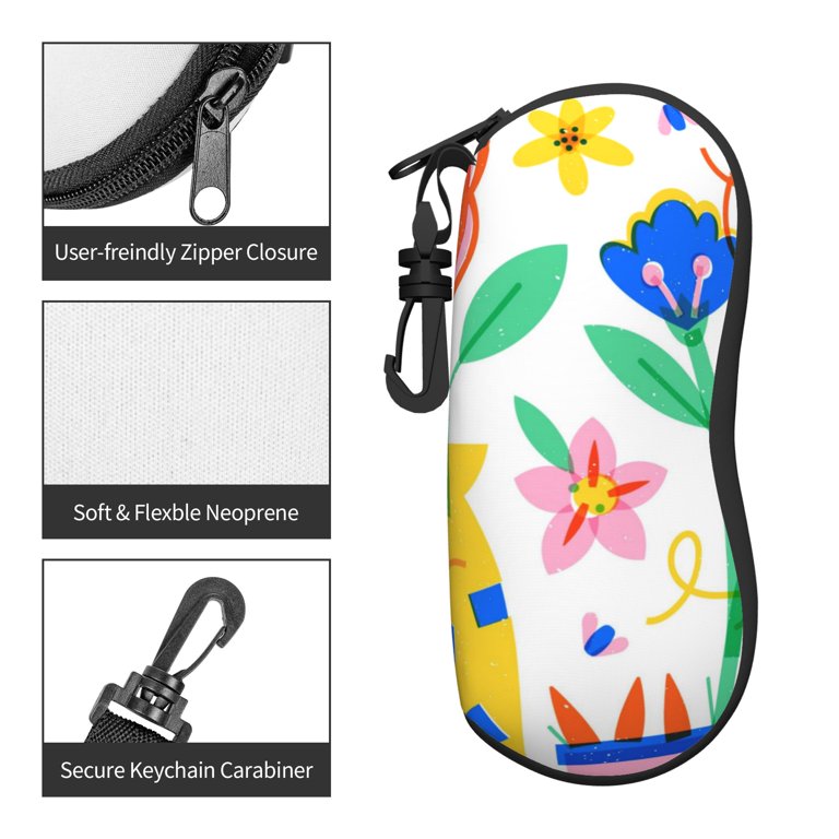 ZICANCN Sunglasses Soft Case, Funny Flower Butterfly Neoprene