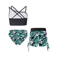 thumbnail image 2 of TiaoBug Kids Girls 3 Piece Tankini Swimsuits Outfits Sleeveless Cami Top Bathing Suit Briefs with Bottoms Beach Swimwear Black&Lily-A 8, 2 of 7