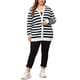 thumbnail image 2 of Suéter de cárdigan de talla grande Agnes Orinda para mujeres, con cuello en V, botones frontales, de manga larga, cárdigans de punto a rayas 2X azul, 2 of 6