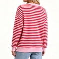 thumbnail image 6 of Fall Sweatshirts for Women Henley Neck Striped Long Sleeve Shirt Pullover Loose Ladies Womens Tops (Women's), 6 of 9
