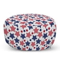 thumbnail image 1 of 4th of July Pouf Cover with Zipper, Grunge Celebration of Independence Day of United States of America, Soft Decorative Fabric Unstuffed Case, 30" W X 17.3" L, Ruby Violet Blue White, by Ambesonne, 1 of 5
