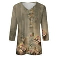 thumbnail image 3 of Womens Tunic Tops 3/4 Length Sleeve Fashion Graphic Print V-Neck Pullover T-Shirts Spring Dressy Casual Classic Fit Outfit Clothes, 3 of 4