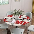 thumbnail image 5 of White Red Baseball Round Tablecloth for 36-44 Inch Tables, Fitted Table Cover with Elastic Edge, Modern Art Funny Words Waterproof Outdoor Table Cloth Protector for Patio Garden Dinner Picnic, 5 of 9