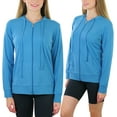 thumbnail image 3 of ToBeInStyle Women's Thin Fabric Long Sleeve Kangaroo Pocket Zip Up Hoodie - Steel Blue - Large, 3 of 7