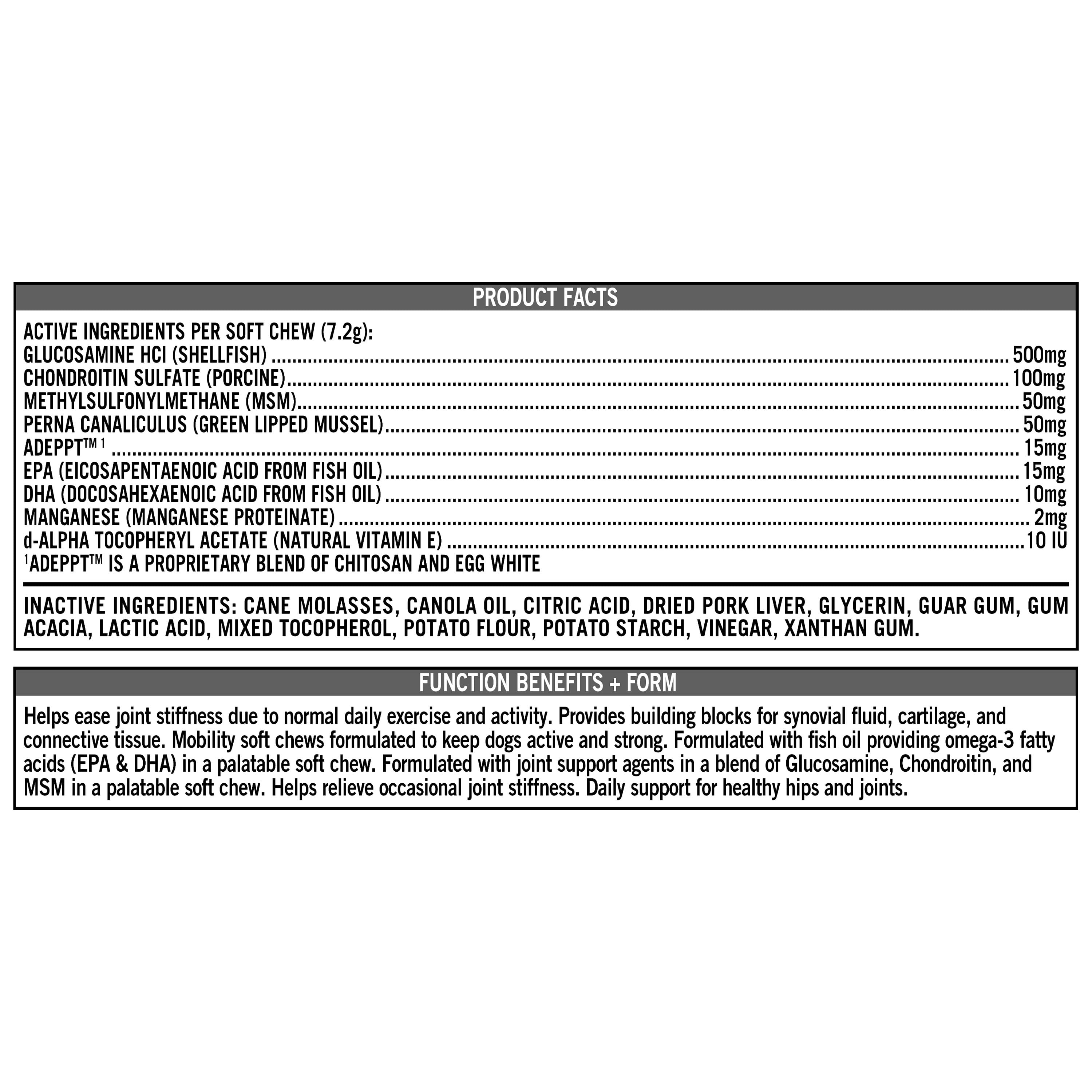 (2 pack) Pure Balance Pro+ Veterinarian Formulated Flex Care for Dogs, Glucosamine Chondroitin Hip & Joint Care, Dog, Pork Liver Flavor, 60 Count Soft Chews