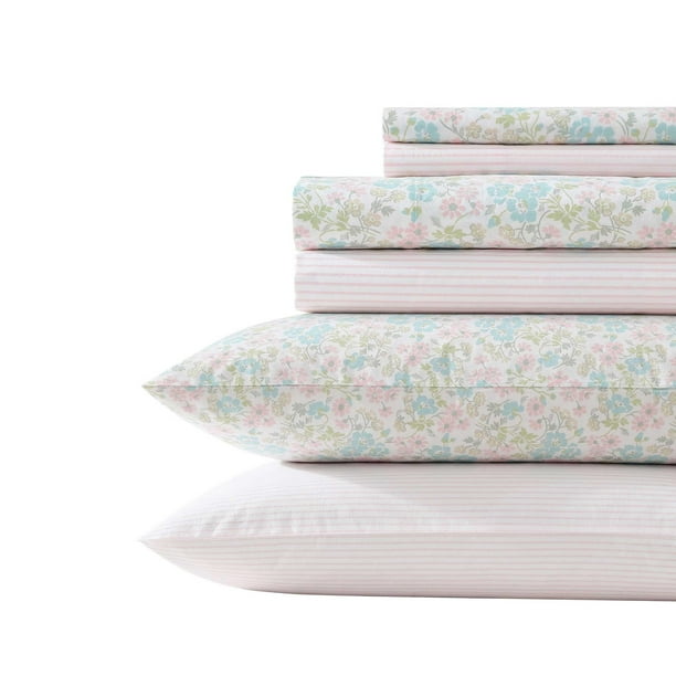 Juego de sábanas Laura Ashley Queen, 100% algodón, 200 hilos, percal
