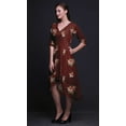 thumbnail image 4 of Bimba Cotton Red Leaves & Camellias Floral Printed Ladies Asymmetrical Pocket ShiftÂ&nbsp;DressÂ&nbsp;Short Sleeve V Neck MidiÂ&nbsp;Dress-XXX-Large, 4 of 4