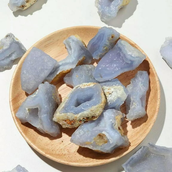 EOEMY 30-50G Natural Blue Lace Agate Druzy Geode Quartz Crystal Specimens Gemstone 5X
