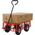 thumbnail image 2 of Heavy-Duty Steel Garden Cart with Removable Sides, 550 lb Capacity, 10" Tires - Versatile Utility for Yard, Landscaping, 3 cu ft (Red), 2 of 8