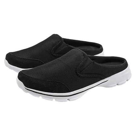 

QYZEU Womens Shoes Women Slippers Bulk Couple Casual Solid Colour Wrapped Toe Mesh Breathable Half Flip Flops Large Size Casual Shoes Women Black 45