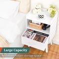 thumbnail image 3 of Modern NightStand with Fabric Drawer, Mid Century Modern Bedside Table with Open Shelf, Wood End Side Table for Bedroom Living Room, White, 3 of 8