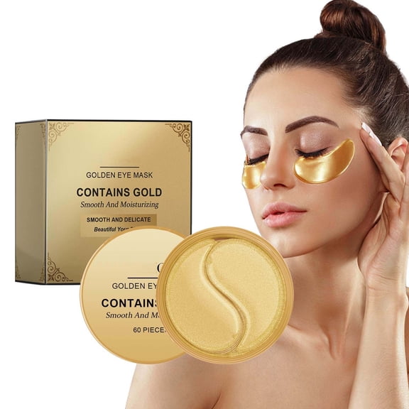 60 Pieces Golden Eye Pads, Eye Pads Against Dark Circles, Collagen Eye Pads Against Dark Circles, Remove Dark Circles, Anti-ageing Eye Pads with Cooling Moisture