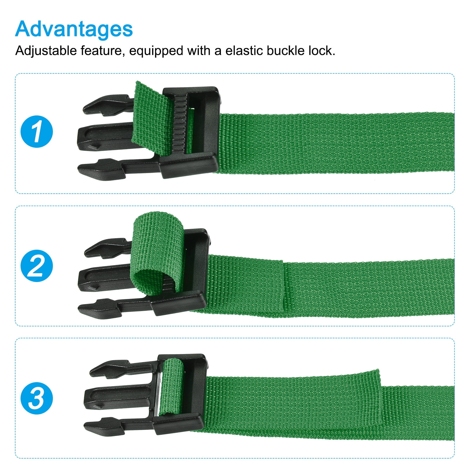 Unique Bargains Utility Strap with Buckle Adjustable Belt for Bag Luggage Packing Green