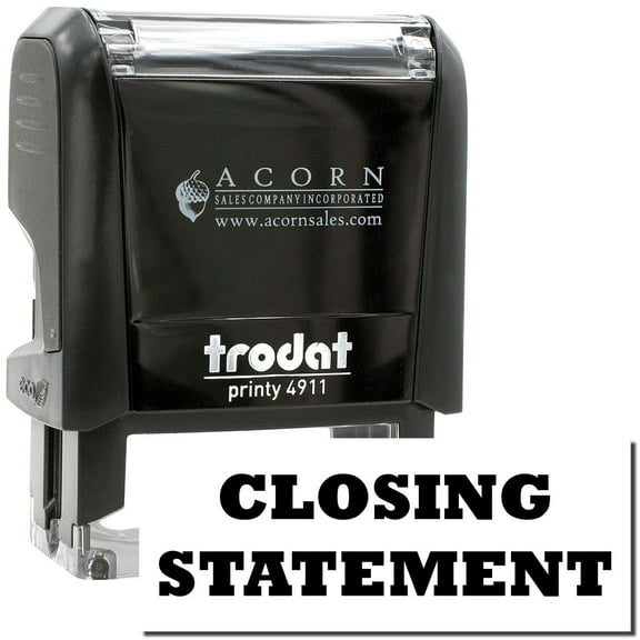Self-Inking Closing Statement Stamp, Trodat Printy 4911, Press and Print Stamping, Impression Size 5/8" x 1-1/2", Up to 10,000 Impressions - Black Ink