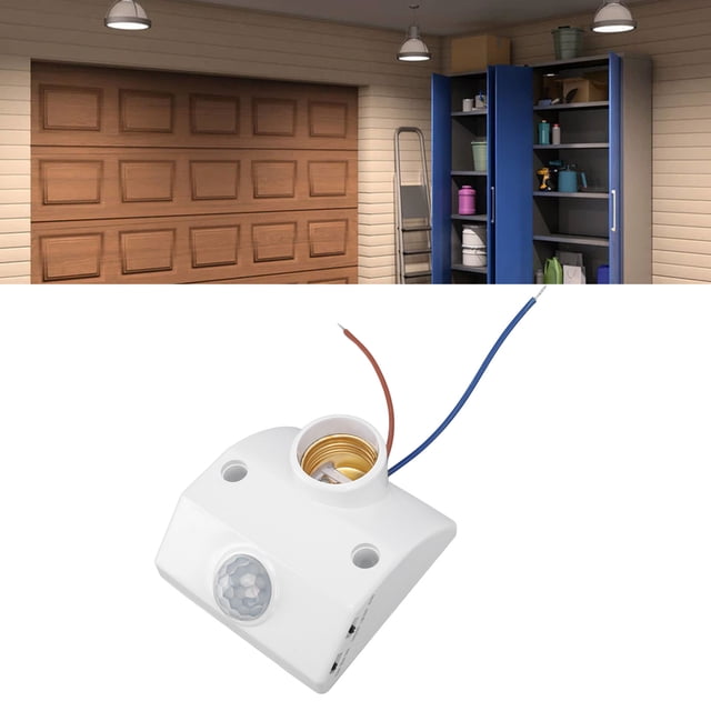 Human Body Induction Lamp Holder, Intelligent Adjustment Quick Response E27 PIR Motion Sensor Lamp Holder for Garage for Porch
