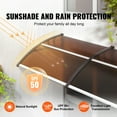 thumbnail image 6 of KFFKFF Window Door Awning Canopy 38" x 78" PC Sheet Brown UV Rain Cover, UPF 50+ Outdoor Patio Front Awning Canopy for Rain Snow Sunlight Protection (Brown), 6 of 9