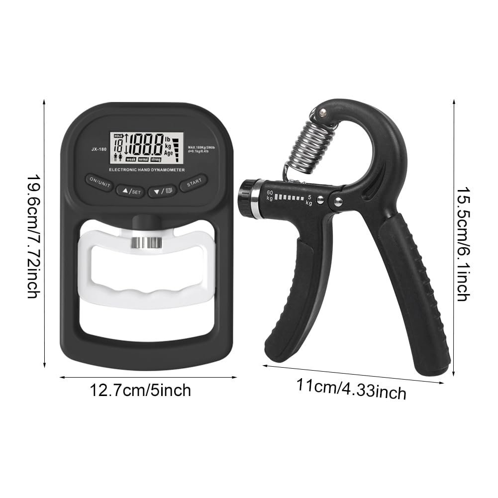 Digital Hand Grip Strength Tester 396lbs/180kg LCD Display Hand Dynamometer for Training Use