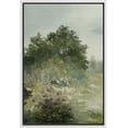 thumbnail image 2 of PixonSign Framed Wall Art Pastel Green Forest Field Clearing Floral/Botanical Nature Artwork Rustic Plant Oil Paintings Modern Scenery Canvas Prints Contemporary for Rooms - 16"x24" White, 2 of 5