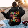 thumbnail image 4 of Jesus Has My Back Hoodie Christian Sweatshirts for Teen Girls Long Sleeve Jesus Hoodies Religious Sayings Pullover Hoodies Oversized Bible Verse Shirt Black M, 4 of 7