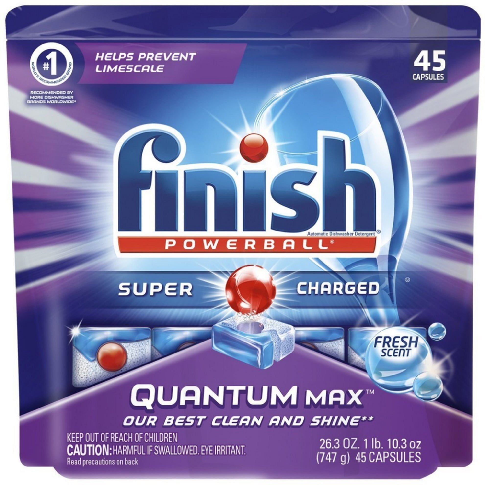 3 Pack Finish Quantum Max Powerball Dishwasher Detergent Tablets