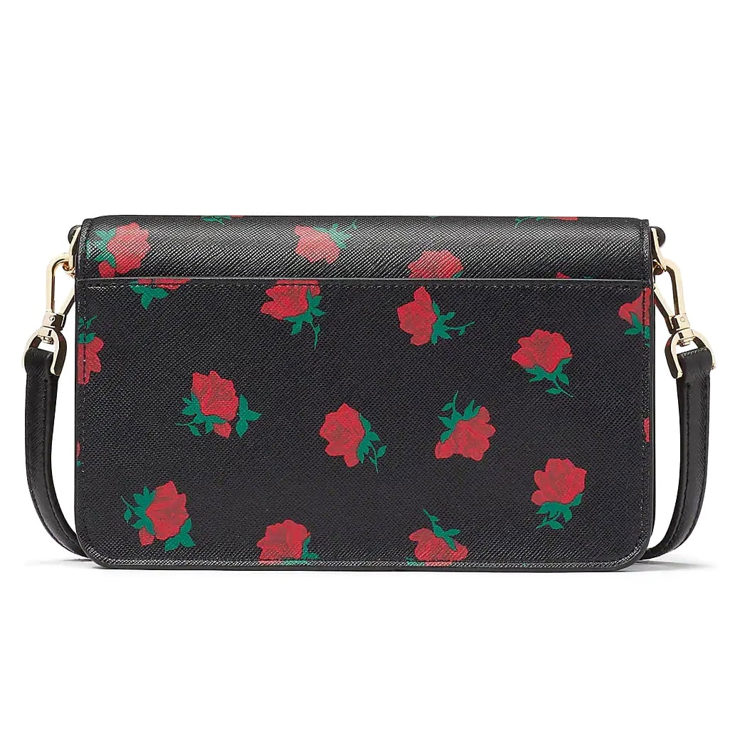 Kate Spade New York Women’s Madison Rose Toss Printed Small Flap Crossbody Bag (Black Multi)