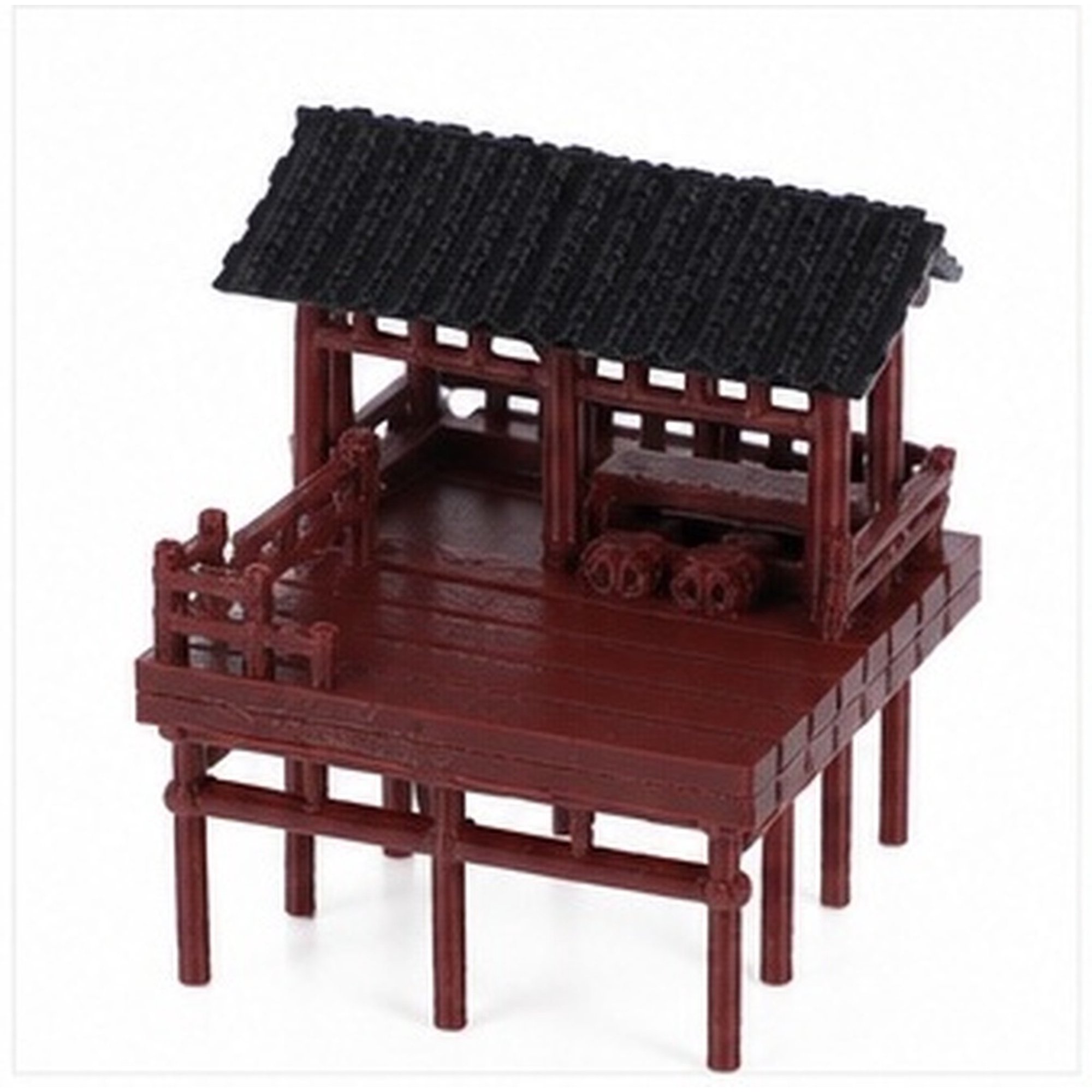 AURARMLET Mini Chinese Style Pavilion Statue Plastic Garden Ornament for Landscape and Aquarium