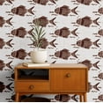thumbnail image 2 of S4Sassy Self-Stick Decorative Boho Wallpaper, Fish Motif Wall Paper, Plain Vinyl Waterproof Contact Paper, Brown, 25"X60" Removable Renter Friendly Wall Covering For Bedroom, Dining Room, 2 of 9