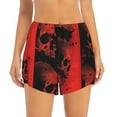 thumbnail image 2 of Rateoe Red And Black Abstract Skull Printed 2 in 1 Women's Workout Shorts for Athletic Gym Running Shorts with Phone Pockets-Small, 2 of 7