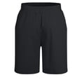 thumbnail image 4 of Domuza Men's Linen Shorts Lightweight Cotton Breathable Casual Shorts for Men Summer Beach Vacation Yoga Black L, 4 of 6