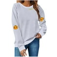 thumbnail image 2 of Womens Sweatshirts Thanksgiving Pumpkin Printed Long Sleeve Round Neck Loose Top Sweatshirt Gray M,Sweatshirts Jacket for Women, 2 of 4