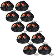 VideoSecu CCTV 10 Pack 50ft Audio Video Power BNC RCA Wire Security Camera Extension Cable Cord with Free Connectors b5p