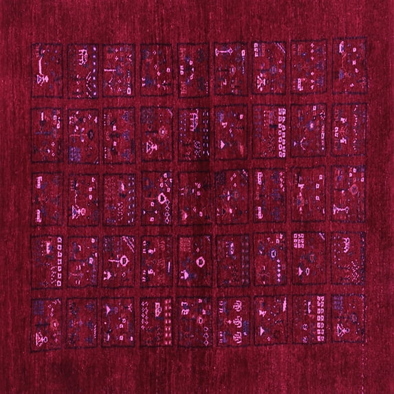 Ahgly Company Indoor Square Abstract Pink Contemporary Area Rugs, 8' Square