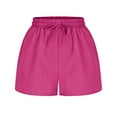thumbnail image 4 of Homenesgenics Shorts for Women $5 Women's Shorts Casual Flowy Linen High Waist Drawstring Elastic Pockets Pink XXL, 4 of 8