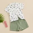 thumbnail image 5 of Douhoow Kids Boys Beach Clothing 6 12 18 Months 2T 3T Toddler Short Sleeve Tropical Print Shirts Elastic Waist Shorts 2Pcs Set, 5 of 9