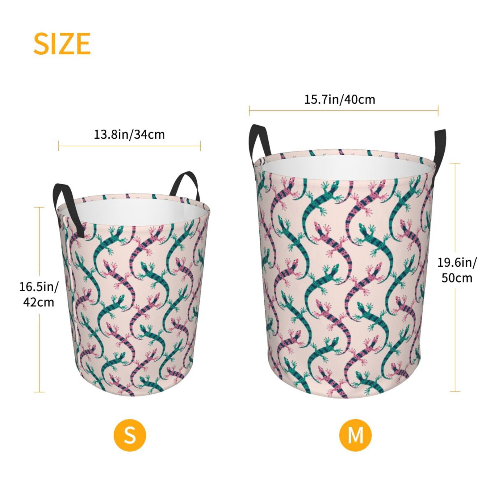 Large Laundry Basket with Handles - Bohemian Cute Lizard Gecko Kids Baby Dirty Clothes Laundry Hamper for Bedroom Aesthetic