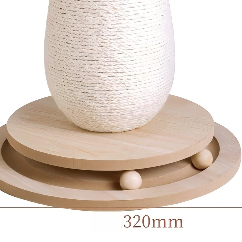 Fairela 20.9" Mushroom Cat Scratching Post with Spinning Wood Base & Interactive Balls,Natural Sisal Rope Scratcher