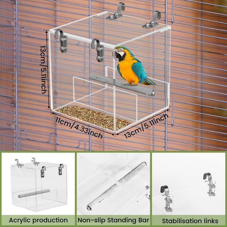 Schone Kooi Voeder Automatische Vogelvoeder - Acryl, Geen Knoeien - Voor Parkiet, Kanarie, Valkparkiet - Voedselcontainer Voor Vogelkooi No Mess Zaadcontainer
