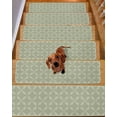 thumbnail image 2 of Stair Treads for Wooden Steps, Sage Green Peel and Stick Stair Treads with Adhesive, Geometric Flower Leaf Diamond Plaid Retro Non Slip Indoor Stairs Runner Rugs Mats for Elders Dogs 8"x30"10PCS, 2 of 7