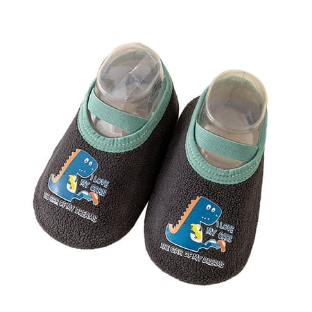 

Yinguo Toddle Short Footwear Winter Toddler Shoes Soft Bottom Indoor Floor Animal Printing Socks Shoes Black L